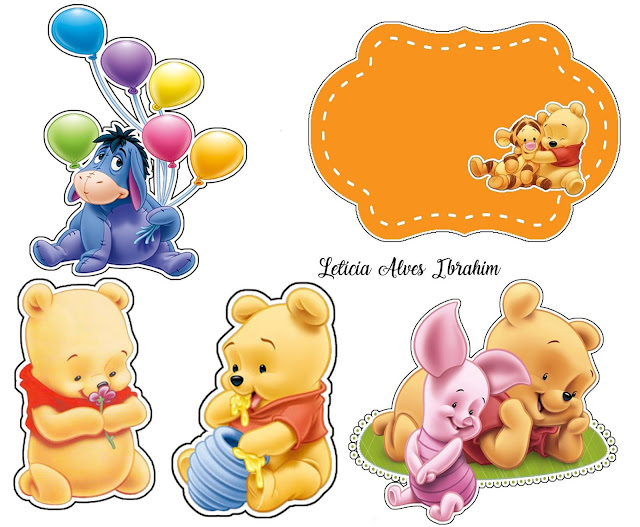 Winnie the Pooh Bebé: Toppers para Tartas, Bizcochos o Pasteles para Imprimir Gratis.