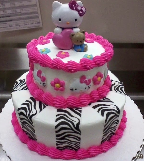 Gambar kue ulang tahun tema hello kitty tingkat warna pink 