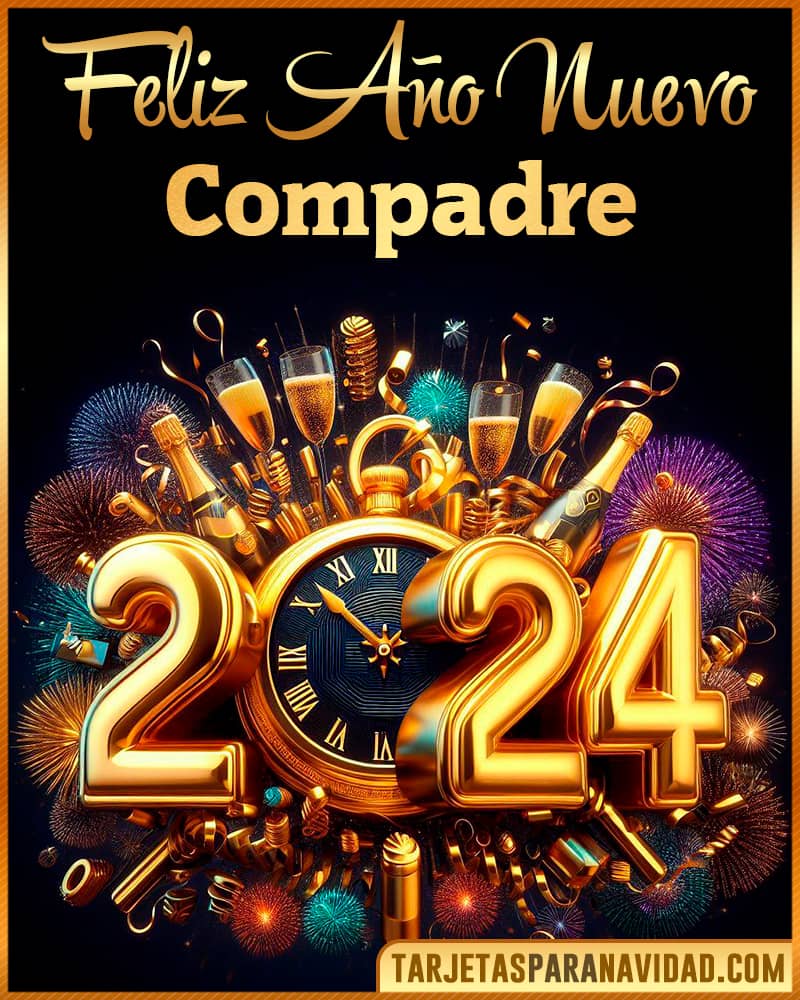 Tarjeta De Feliz Año Nuevo 2024 Para Compadre