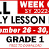GRADE 1 DAILY LESSON LOG (Quarter 1: WEEK 6) SEPT. 26-30, 2022 Free Download