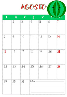 Calendario agosto vertical