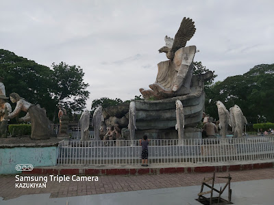 Panabo City Freedom Park with sideview angle of bighand statue