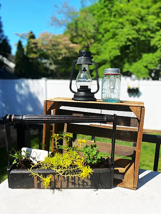 garden tote and solar lights