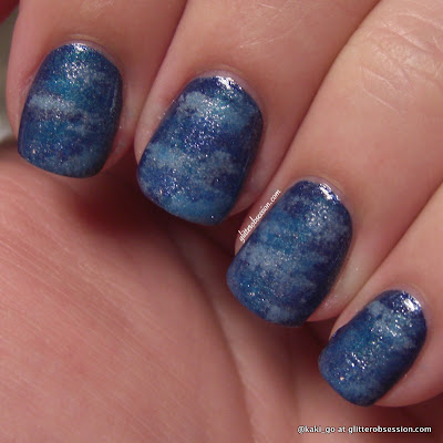 Ocean/Sea blue sponging nail art