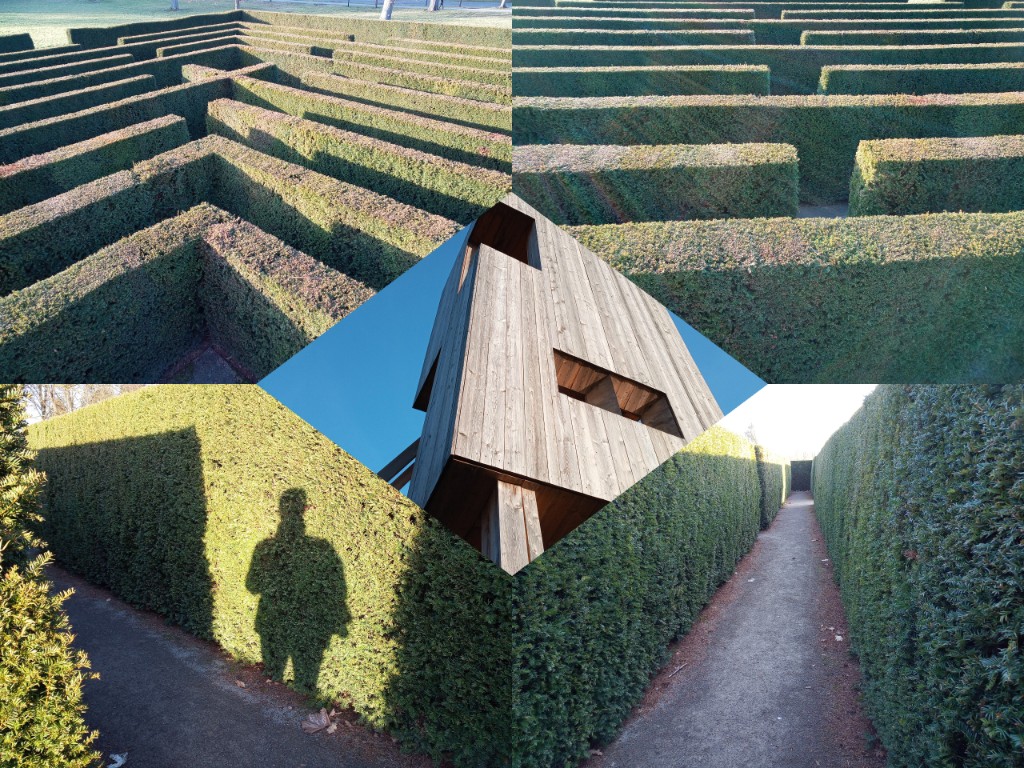 Fünf Ansichten auf und in einem Labyrinth