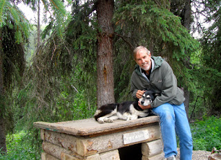 Wayne with Alaskan Sled Dog - Denali Visitors Center, Alaska