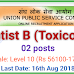 Scientist B (Toxicology) 2 Posts - UPSC