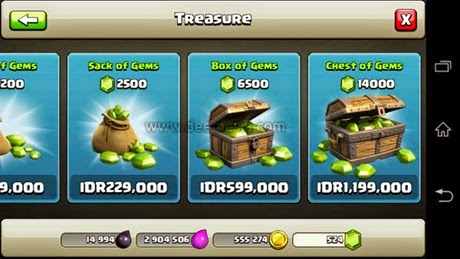 harga gems COC