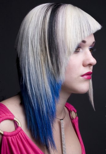 blue hairstyle. Funky Blue Color Hairstyle