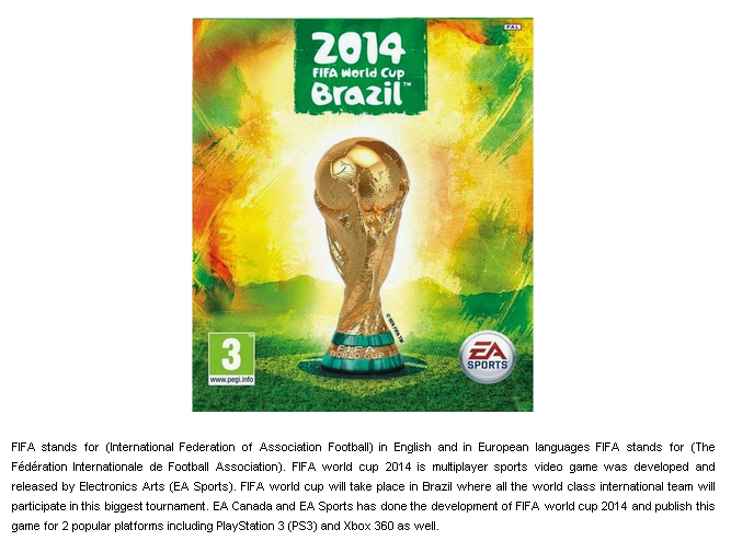 FIFA World Cup 2014 Brazil Video Game Free Download