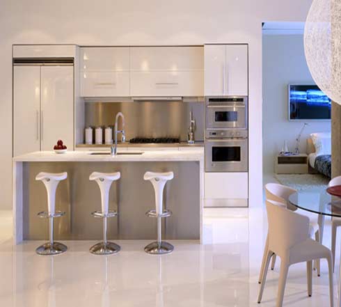 An all-white kitchen or any