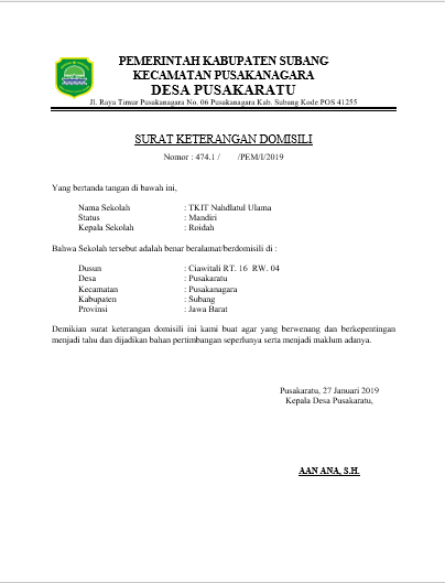 Contoh Surat Keterangan Domisili Lembaga Microsoft Office