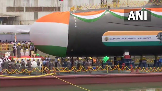 El INS Vagsheer ha sido botado hoy, el sexto submarino de clase Scorpene en la India