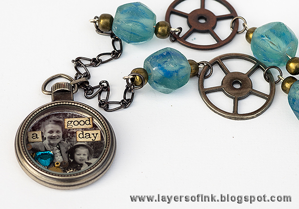 Layers of ink - Mini Pocket Watch Necklace by Anna-Karin, with Tim Holtz idea-ology Mini Pocket Watch