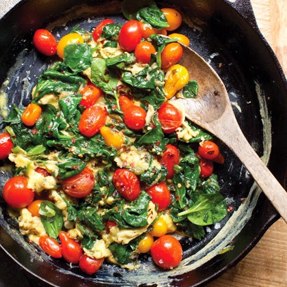 Blistered Tomato and Spinach Scramble for Breakfast