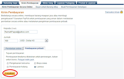 Kirim pembayaran dengan Paypal