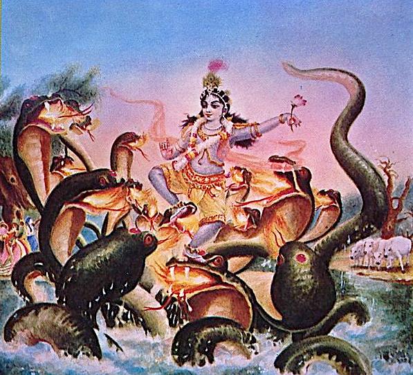 Krishna subdues Kaliya serpant