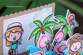 Sunny Studio Stamps: Fabulous Flamingos Coastal Cuties Sending Sunshine Fluffy Clouds Summer Themed Pop Up Card by Wanda Guess