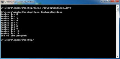 Continue statement loops-Javaform