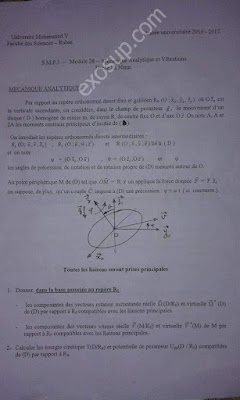 contrôle final corrigé de mécanique analytique et vibrations smp s5 fsr 2016/17