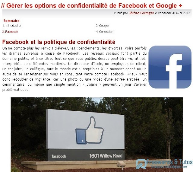 Le site du jour : bien gérer les options de confidentialité de Facebook et de Google +