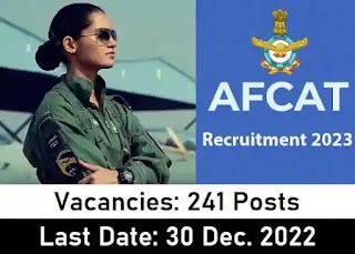 Indian Airforce AFCAT Exam 2023 : 241 Officer Posts