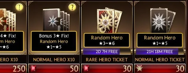 List Buy Hero Ticket at Shop