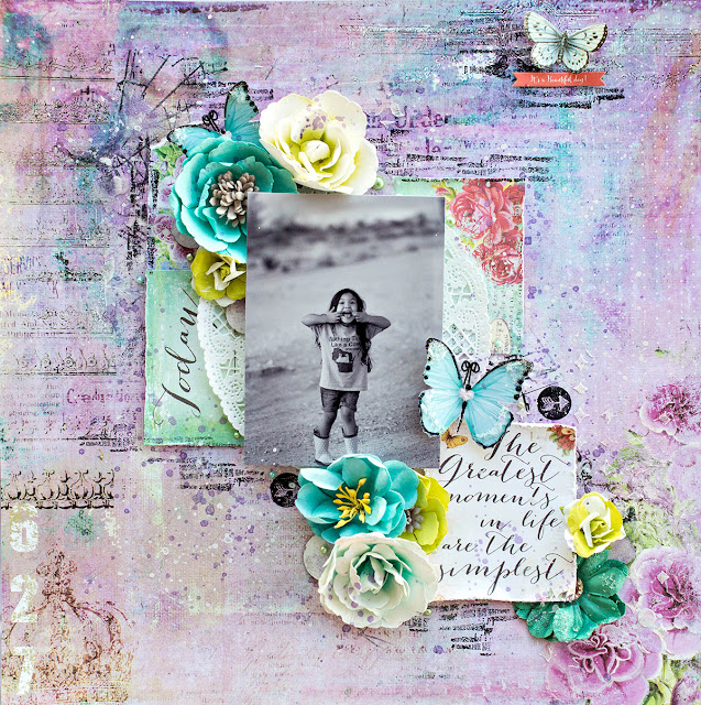 Prima Royal Menagerie mixed media layout, created by Tiffany Solorio with our Tiffany's Style kit.