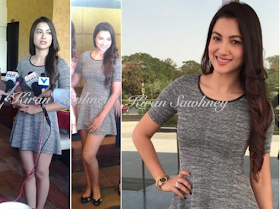 Gauahar Khan in Ahemdabad in grey H&M 