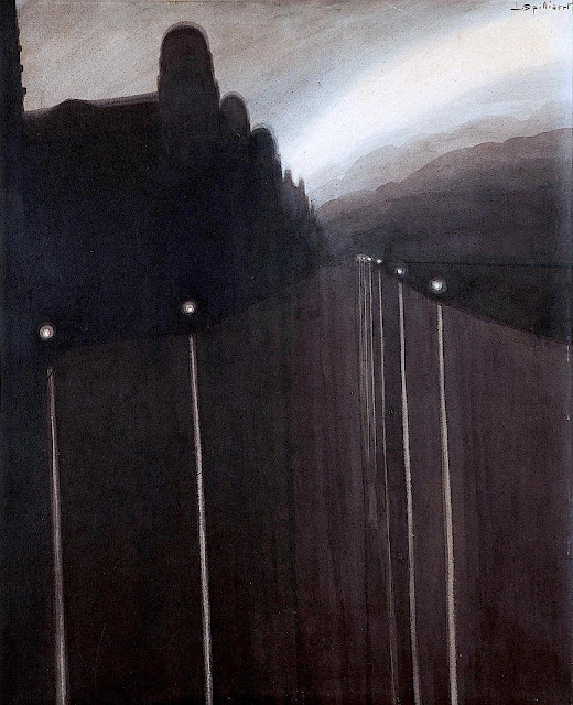 Léon Spilliaert 1908 painting, a river at night