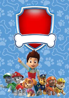 Paw Patrol in Red and Blue, Free Printable  Labels.