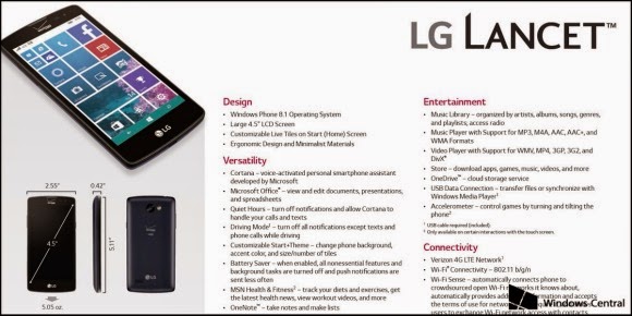 News : Verizon's upcoming LG Lancet with Windows Phone 8.1 leaks