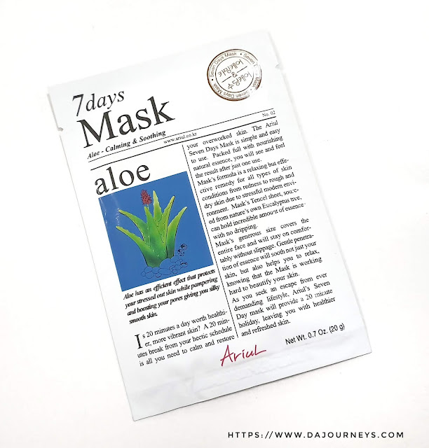 Review ARIUL 7 Day Masks Aloe