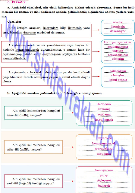 8. Sınıf Türkçe Dörtel Yayınları Çalışma Kitabı Cevapları Sayfa 19