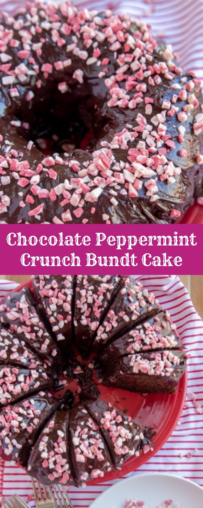 Chocolate Peppermint Crunch Bundt Cake  #Christmas  #Cake  #Peppermint