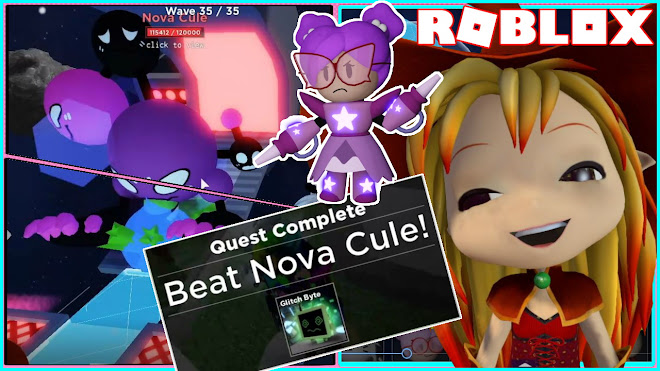 ROBLOX TOWER HEROES! CODE! BEAT NOVA CULE! GETTING GLITCH BYTE WITH SPARKS KILOWATT