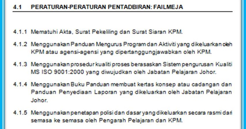 Peraturan-peraturan Pentadbiran: Fail Meja ~ Fail Meja 