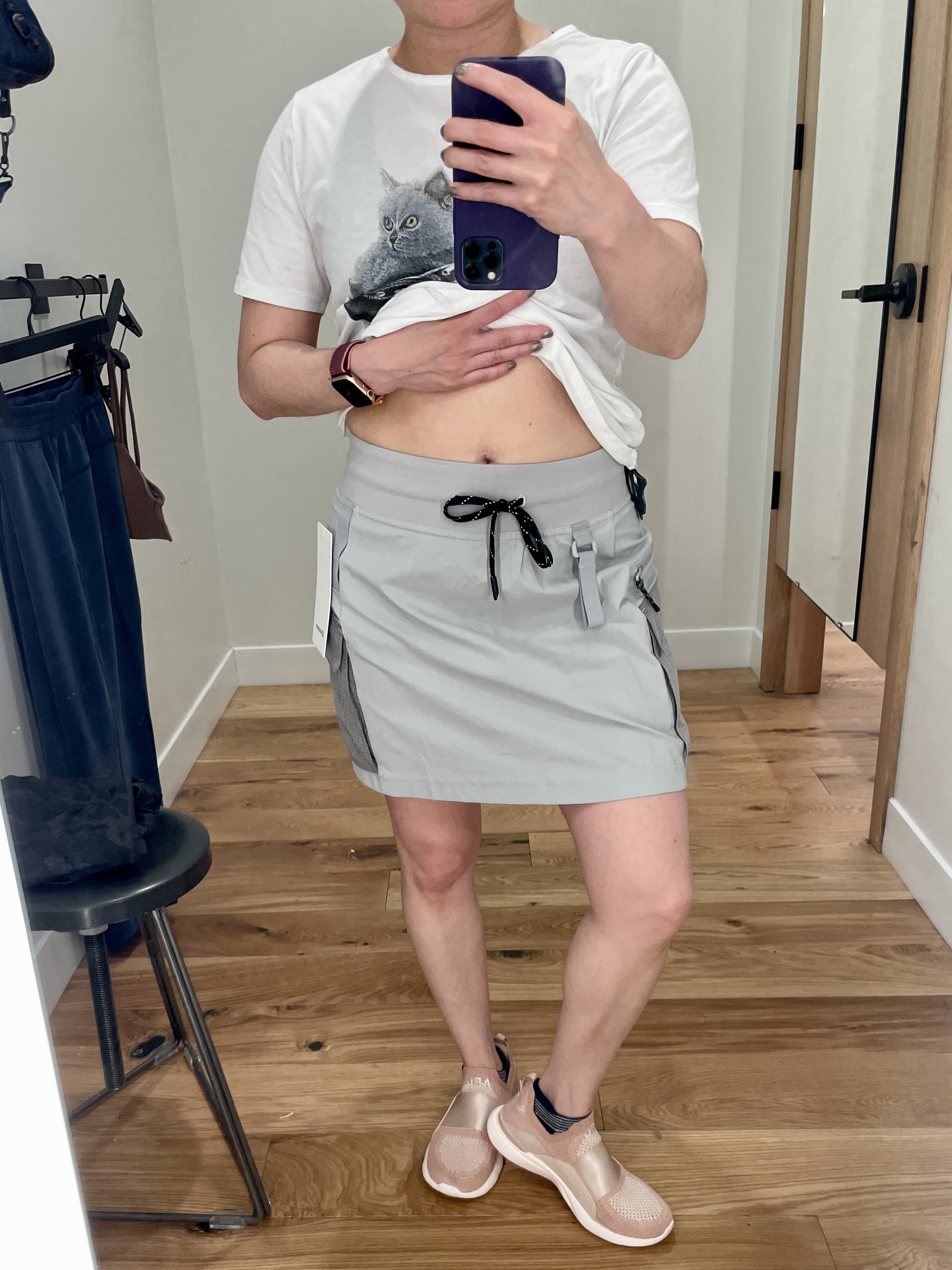 Fit Review - Store Try Ons! Lululemon Multi-Cargo High-Rise Hiking Skirt,  Softstreme High-Rise Straight Leg Crop, Athleta Seasoft V-Neck Sweatshirt