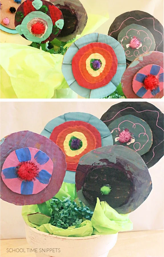 flower art and craft using cardboard