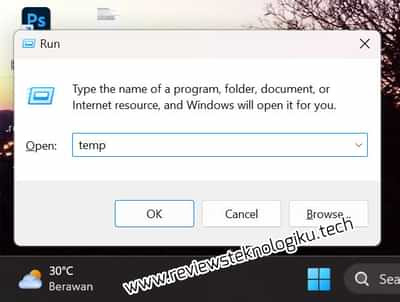 membersihkan cache laptop pakai temp