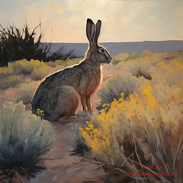 Rabbit in a landscape with Rabbitbrush