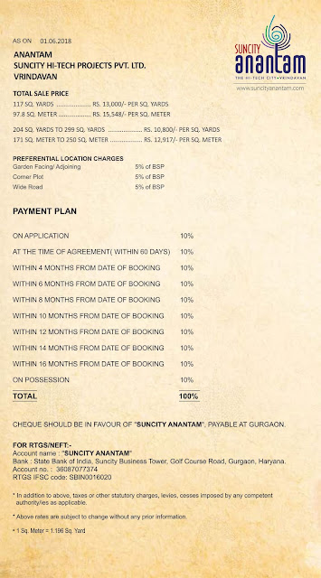 Suncity Anantam Payment Plan