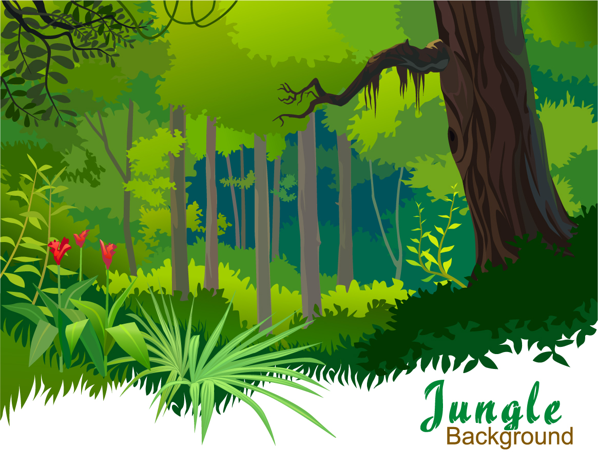 Bezierinfoベジェインフォ 草木が繁るジャングルの背景 Jungle Background イラスト素材