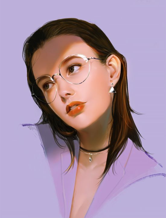 Peter Xiao artstation arte ilustrações pinturas digitais retratos femininos beleza mulheres de óculos