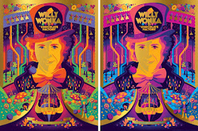 Willy Wonka and the Chocolate Factory Golden Ticket Variant Screen Prints by Tom Whalen x Dark Hall Mansion