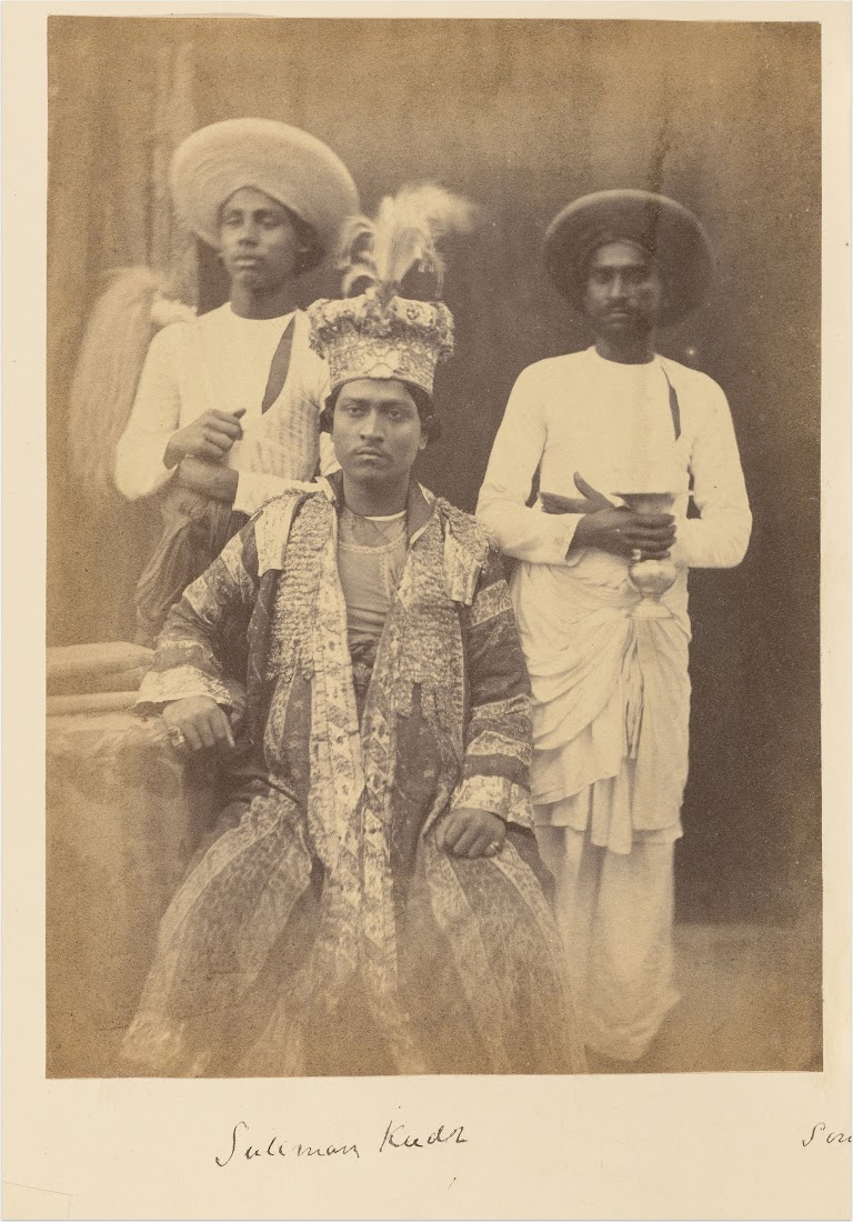 Suliman Kudr, Son of Umjud Ally Shah, and Two Servants - 1850-60's 