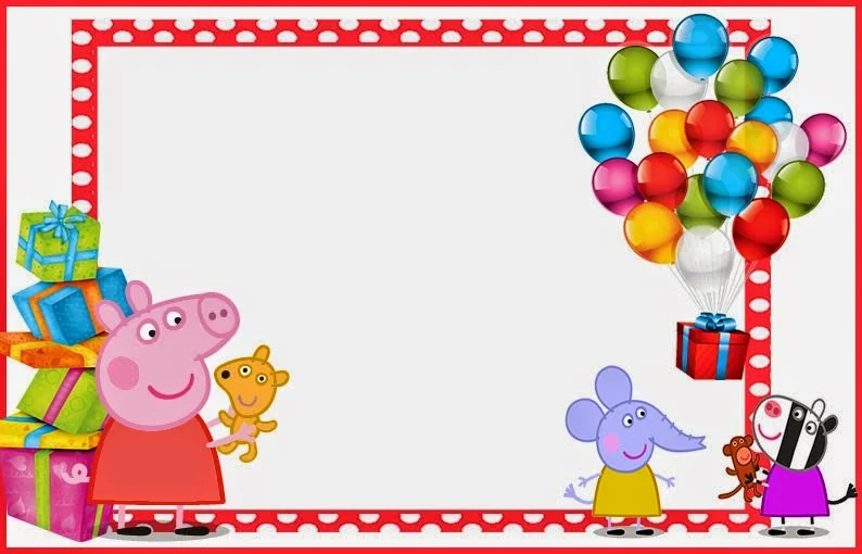 Para hacer invitaciones, tarjetas, marcos de fotos o etiquetas, de Peppa Pig  para imprimir gratis.