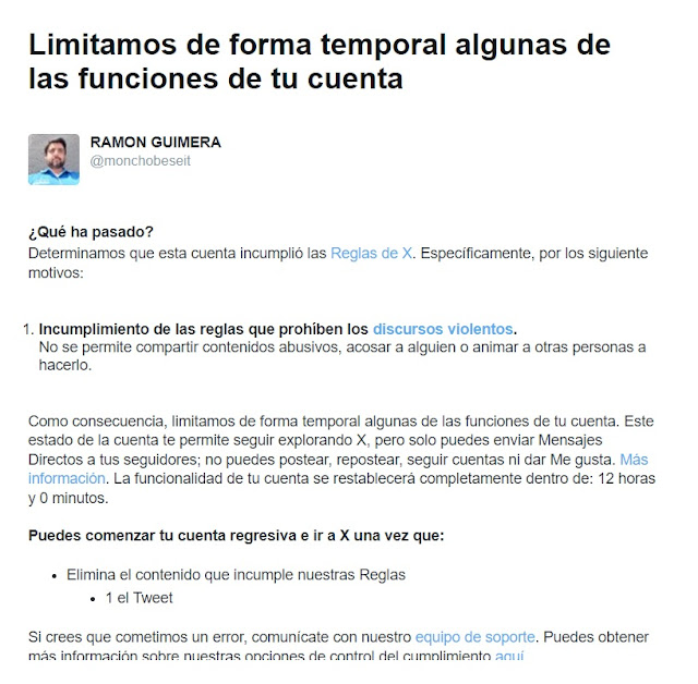 Limitamos de forma temporal algunas de las funciones de tu cuenta.