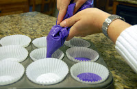 purple batter into liners