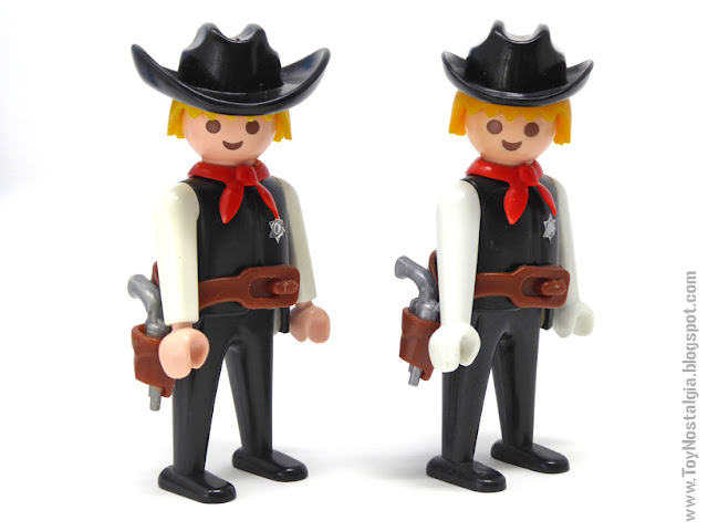 Las dos versiones de sombreros en el Sheriff clásico de  Playmobil 3241